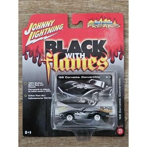 Johnny Lightning 1968 Chevrolet Corvette Convertible‎ Black With Flames No. 13